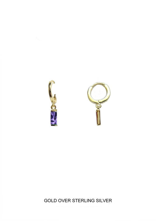 Harmony | Purity - Innocence - Integrity | Gold Lavender Baguette Hoops