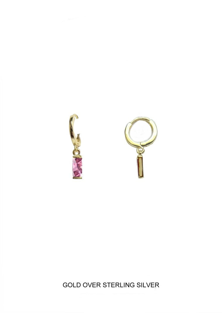 Petal | Creativity - Inspiration - Hope | Gold Pink Baguette Hoops