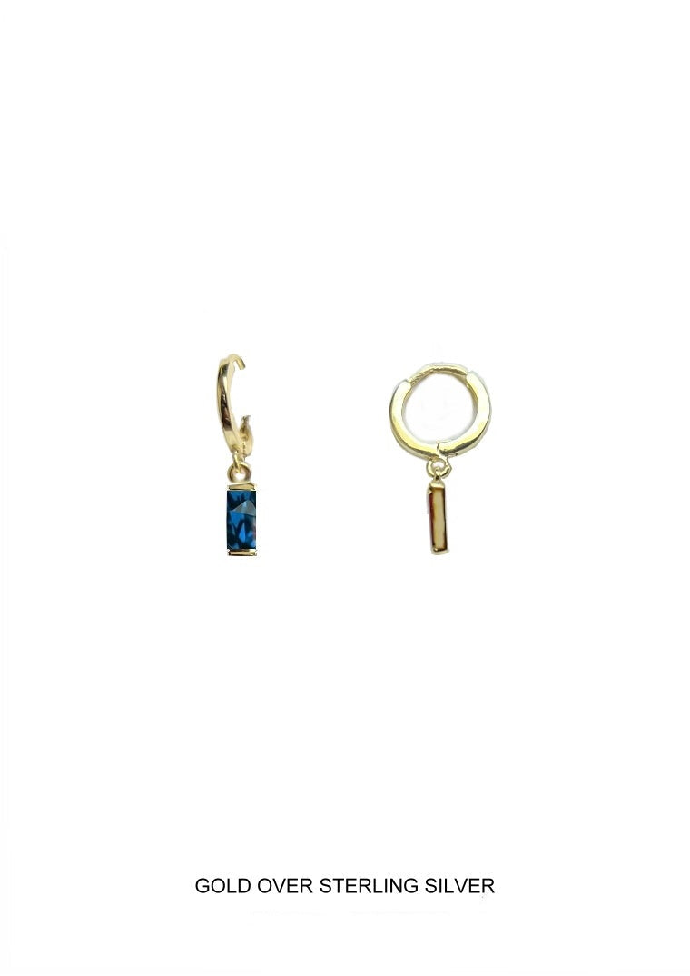 Lagoon | Protection - Healing - Tranquility | Gold Ocean Blue Baguette Hoops