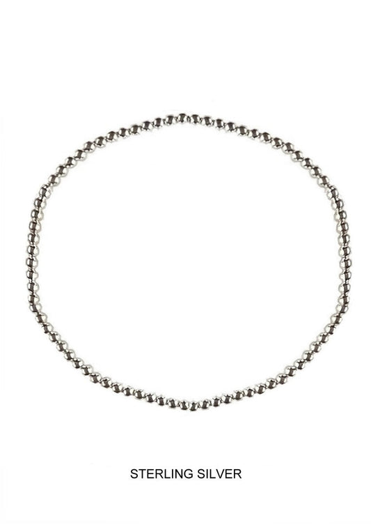 Mist - 2mm silver stretch bead bracelet