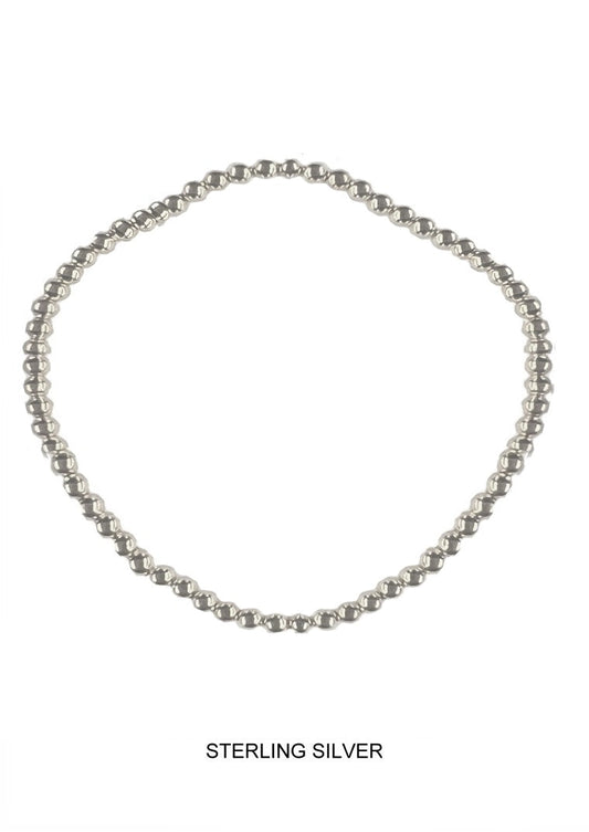 Moonbeam - 3mm silver stretch bead bracelet