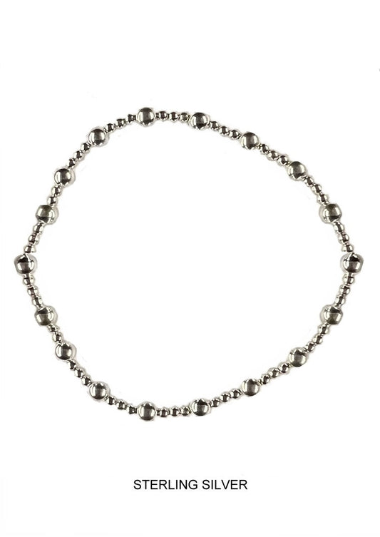 Duo - 2/4 mm silver bead stretch bracelet