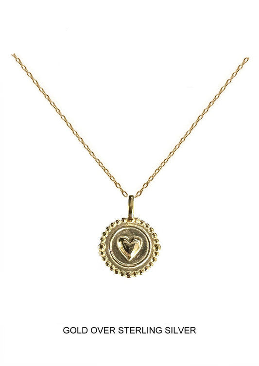Beloved - Heart Disc Pendant, Gold