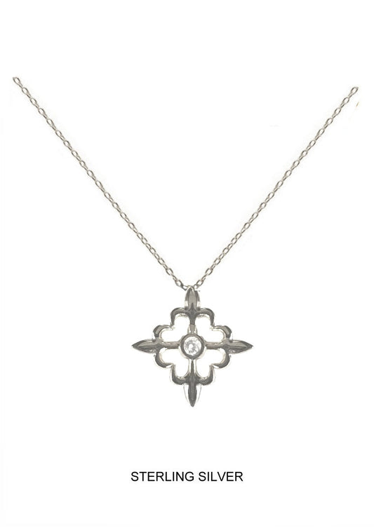 Fleur Cross Pendant - Silver