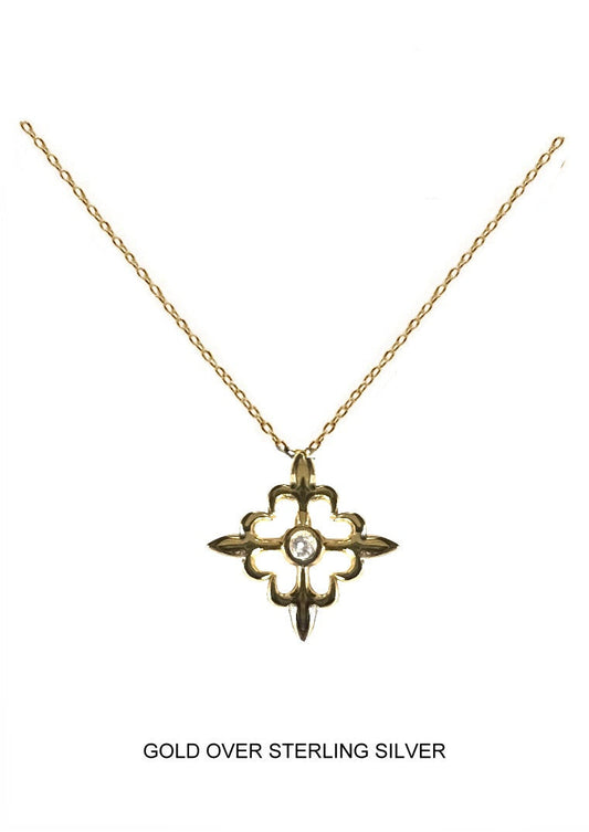Fleur Cross Pendant - Gold