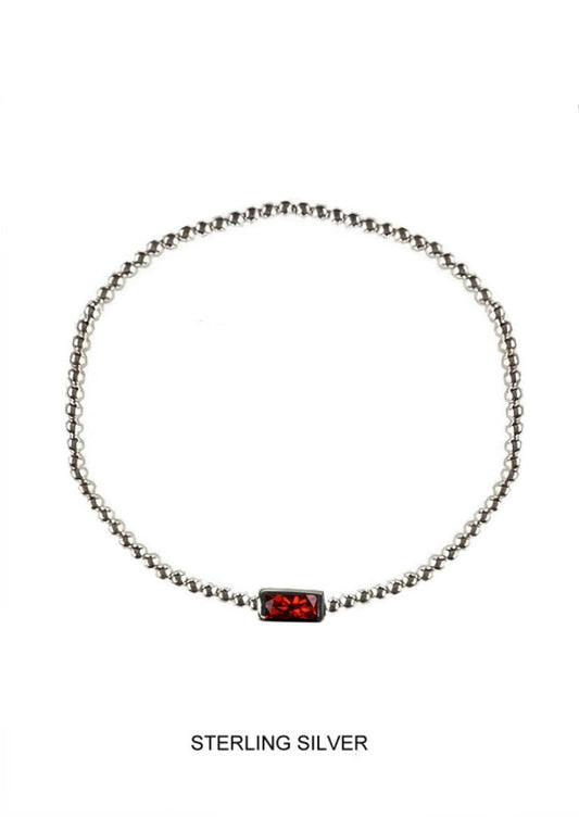 Starfire | Passion - Energy - Protection | Silver Garnet Stretch Bead Bracelet