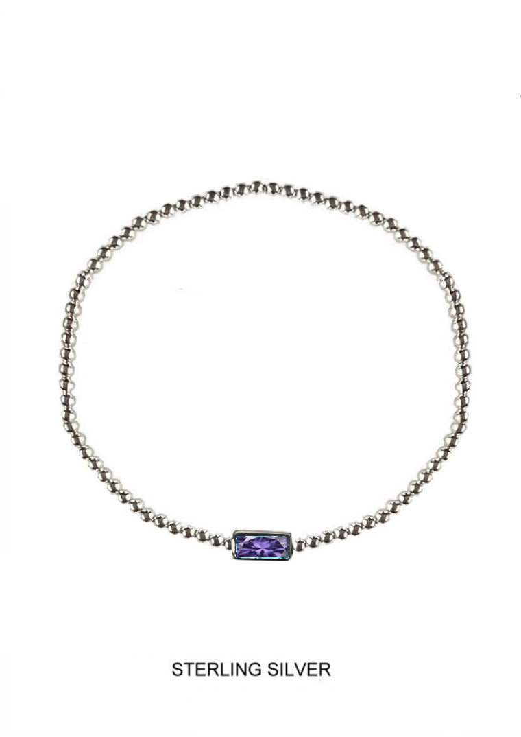 Harmony | Purity - Innocence - Integrity | Silver Lavender Stretch Bead Bracelet