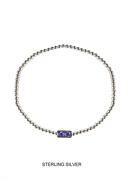 Harmony | Purity - Innocence - Integrity | Silver Lavender Stretch Bead Bracelet