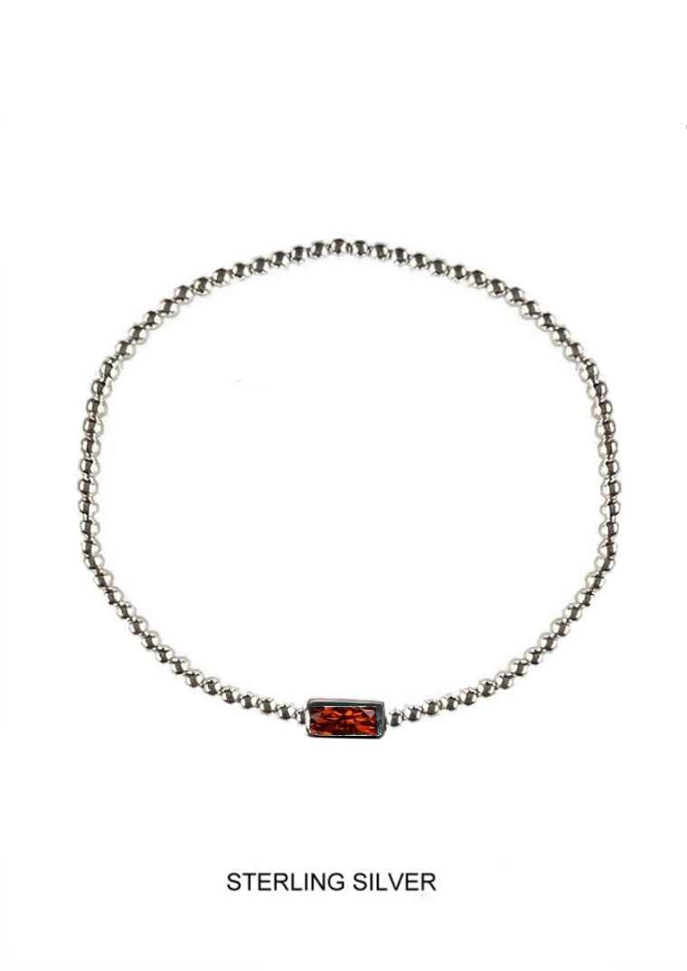 Crimson | Vitality - Passion - Courage | Silver Ruby Stretch Bead Bracelet