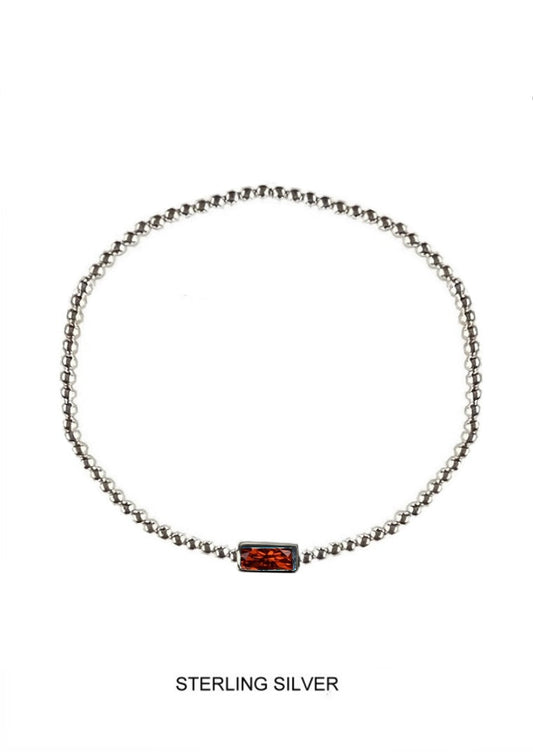 Crimson | Vitality - Passion - Courage | Silver Ruby Stretch Bead Bracelet