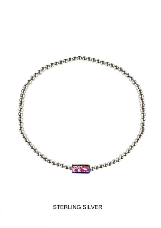 Petal | Creativity - Inspiration - Hope | Silver Pink Stretch Bead Bracelet