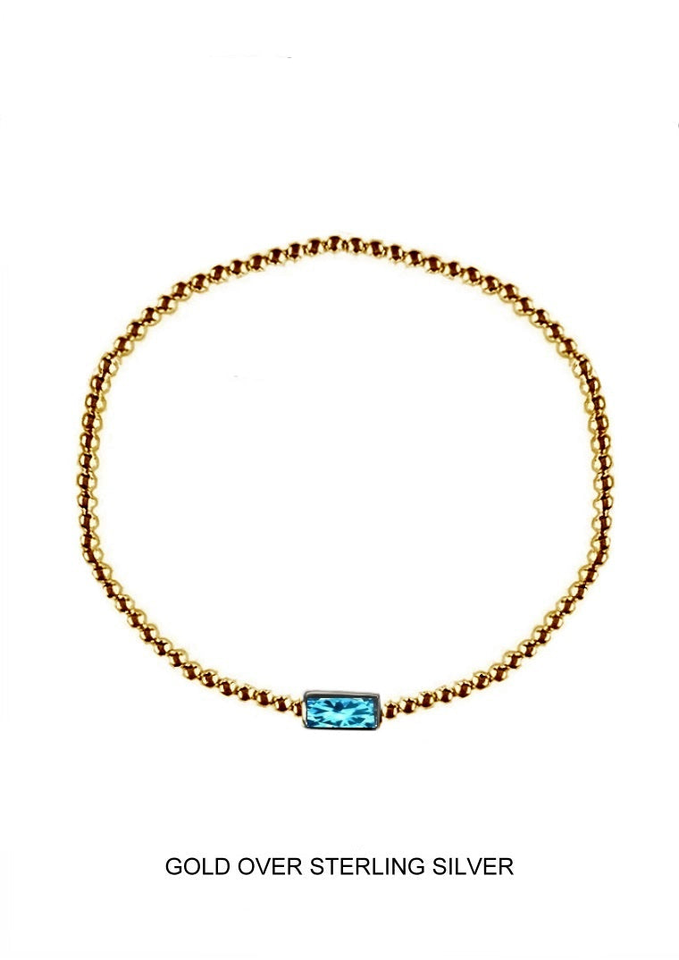 Seabreeze | Tranquility - Clarity - Courage | Gold Aqua Stretch Bead Bracelet