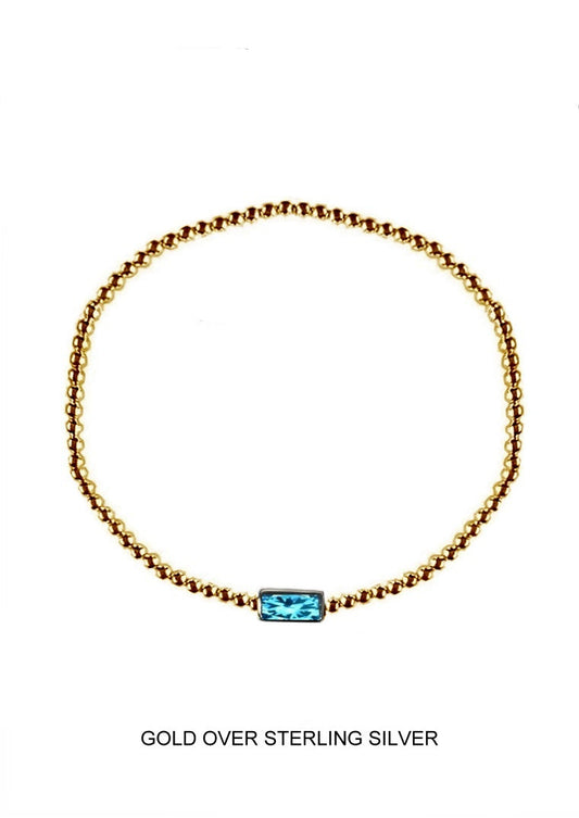 Seabreeze | Tranquility - Clarity - Courage | Gold Aqua Stretch Bead Bracelet