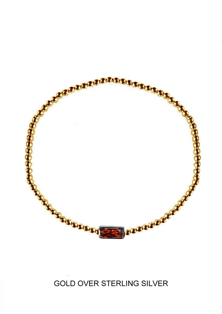 Crimson | Vitality - Passion - Courage | Gold Ruby Stretch Bead Bracelet