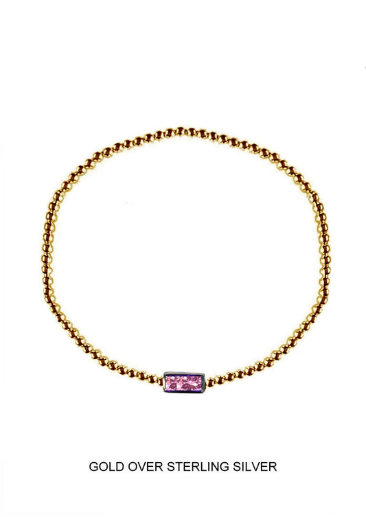 Petal | Creativity - Inspiration - Hope | Gold Pink Stretch Bead Bracelet