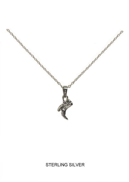 Cowgirl Boot Pendant - Silver
