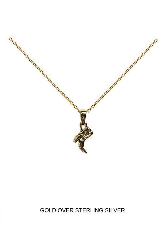 Cowgirl Boot Pendant - Gold