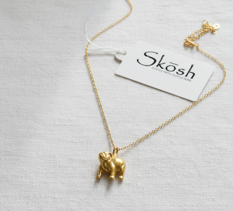 14kt Gold Over Sterling Silver Bulldog Necklace