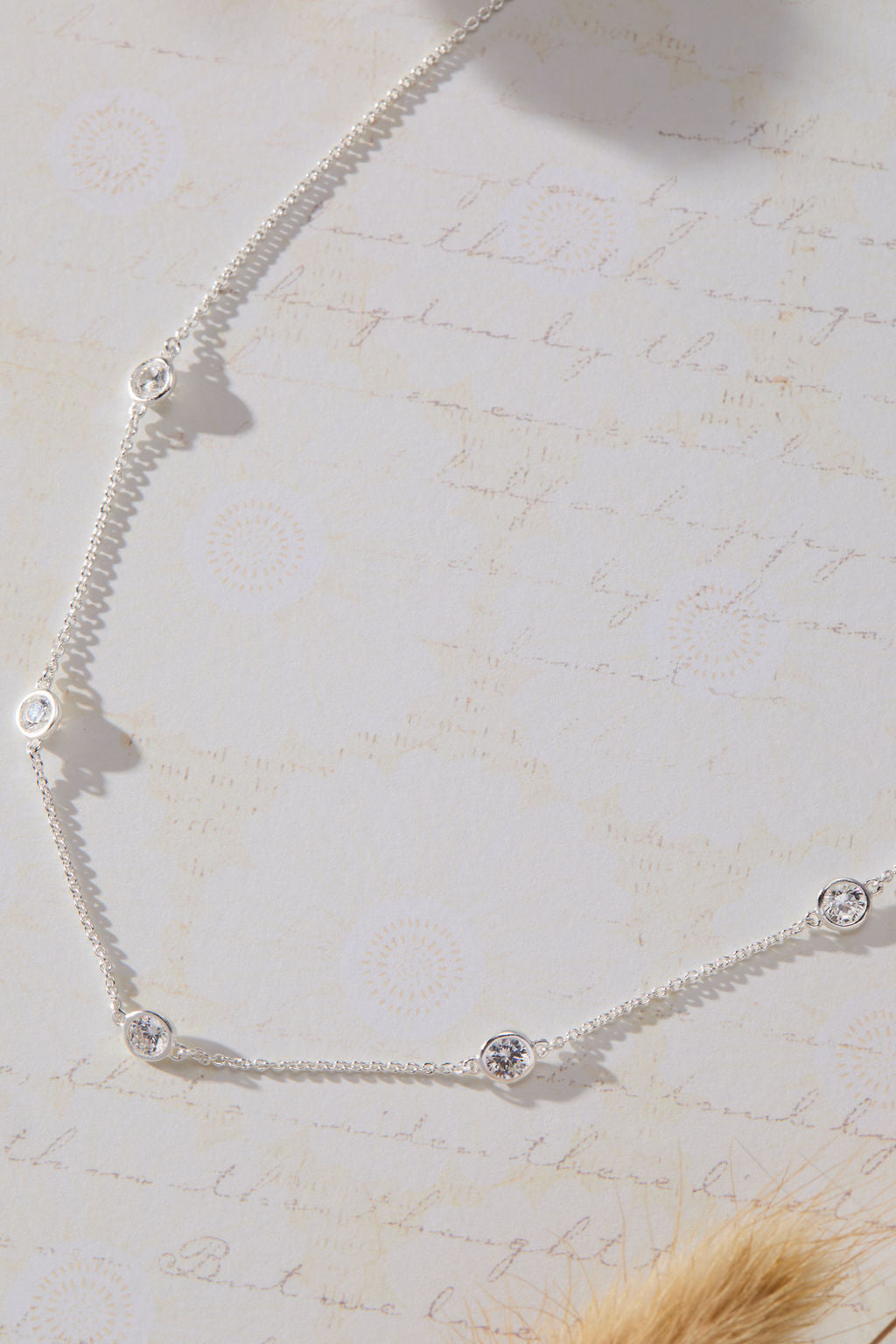 Sanctuary - Silver, Five CZ Bezel Necklace