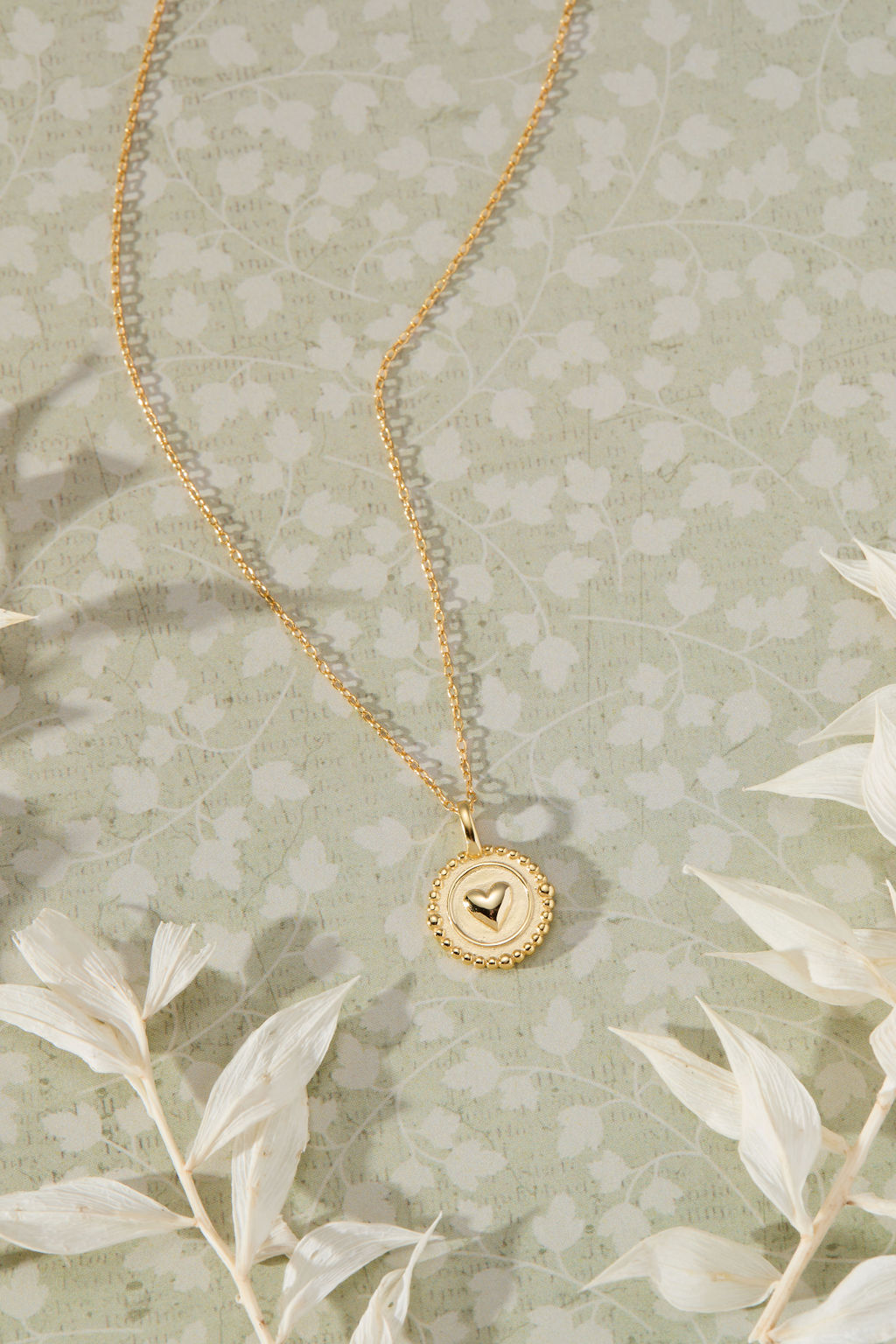 Beloved - Heart Disc Pendant, Gold