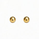 A pair of Ball Stud Earrings 6mm by Skōsh Jewelry, featuring smooth, highly polished round gold balls on post backs, displayed against a white background.