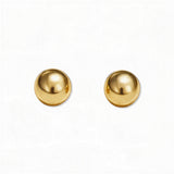 A pair of Ball Stud Earrings 8mm by Skōsh Jewelry, featuring smooth, highly polished round gold balls on post backs, displayed against a white background.