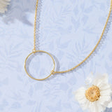 Infinity Circle Necklace in 14K gold over sterling silver by Skōsh Jewelry