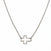 A Renewal Cutout Sideways Cross Necklace by Skōsh Jewelry, featuring an open cutout cross set sideways on a delicate sterling silver chain, displayed against a white background.