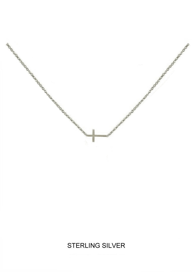 Resolute - Silver Sideways Cross Kids Necklace