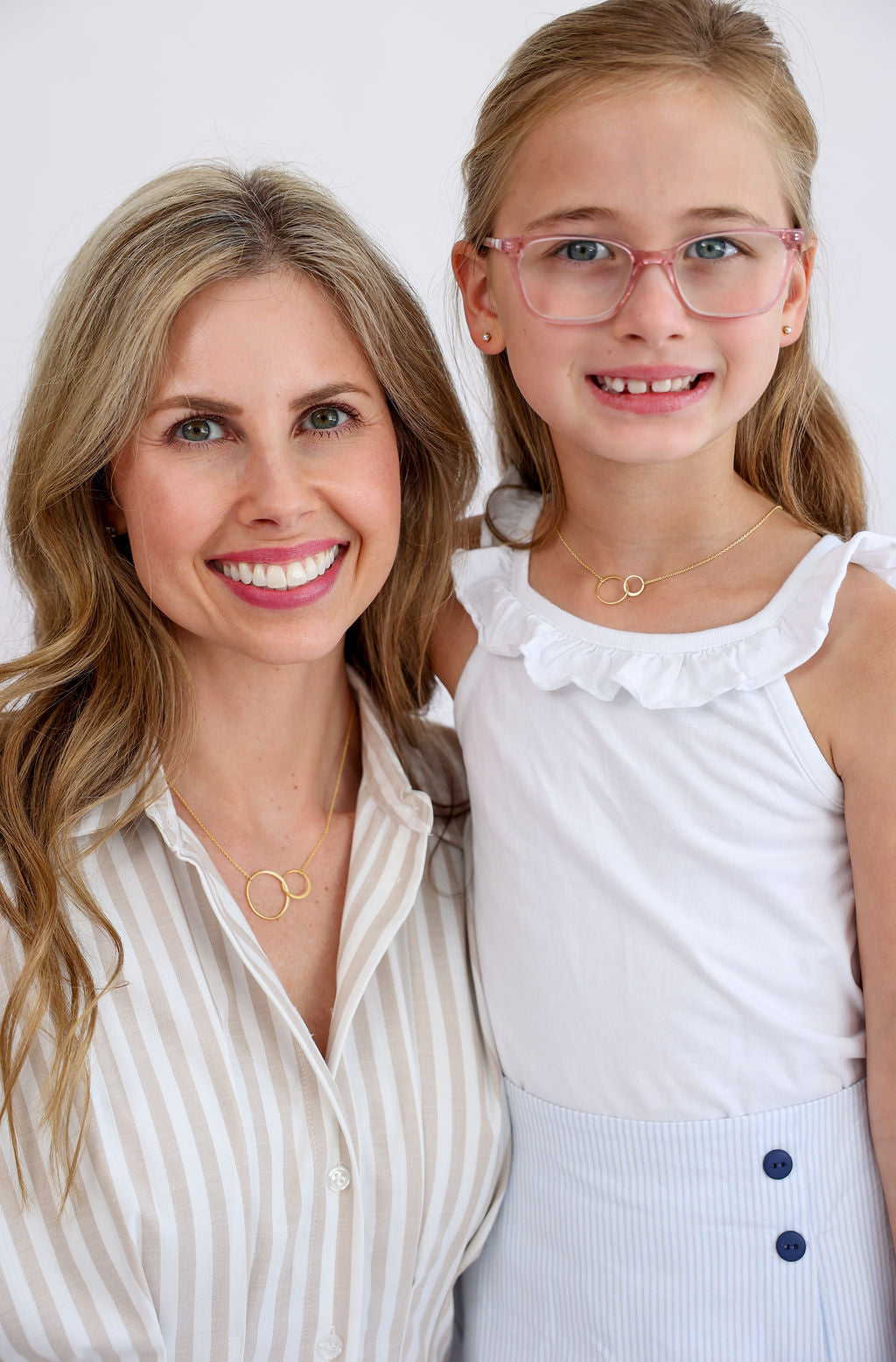 Skōsh Kids Mother and Daughter Circles Necklace in 14K gold over sterling silver by Skōsh Jewelry