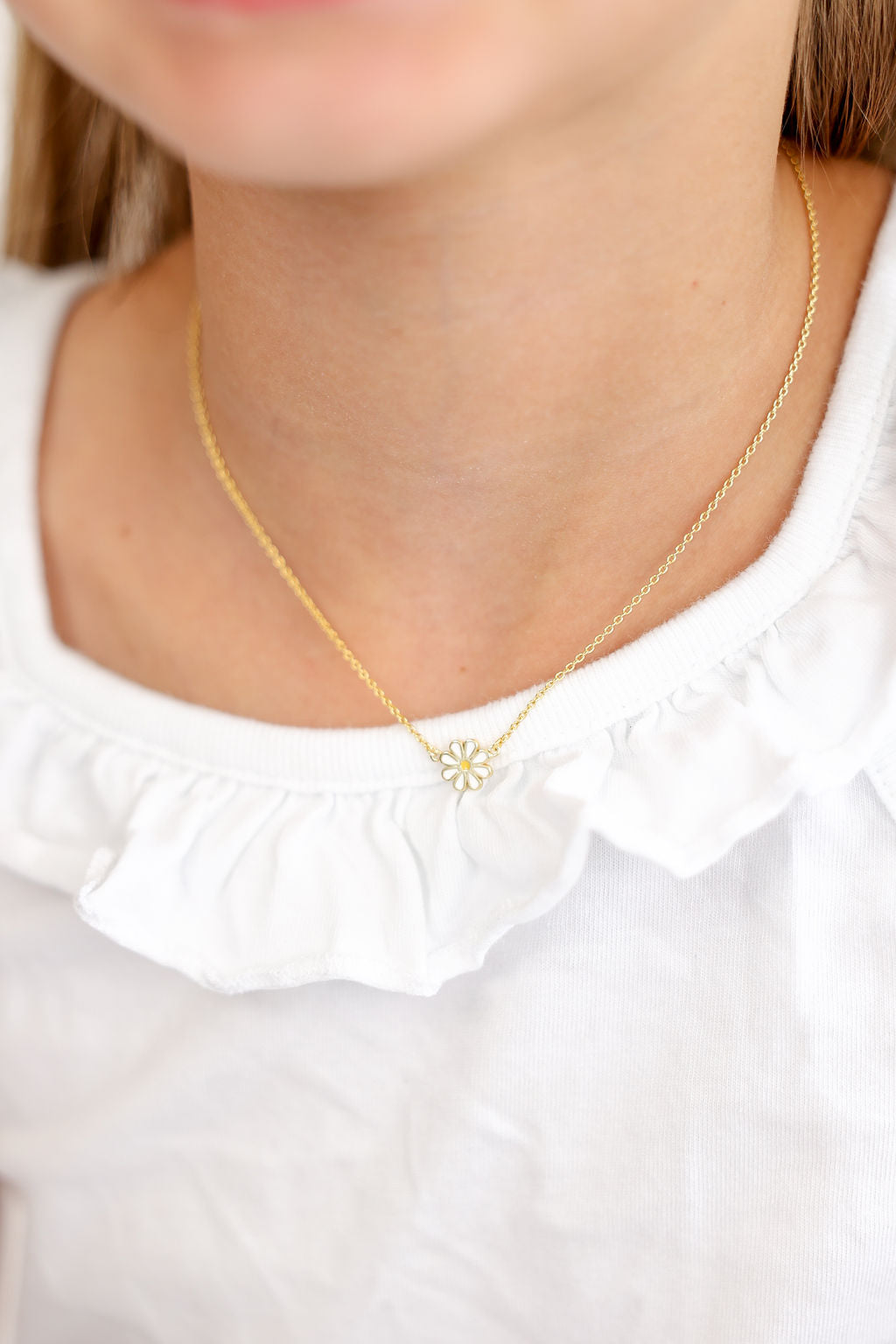 Skōsh Kids Daisy Necklace in 14K gold over sterling silver by Skōsh Jewelry