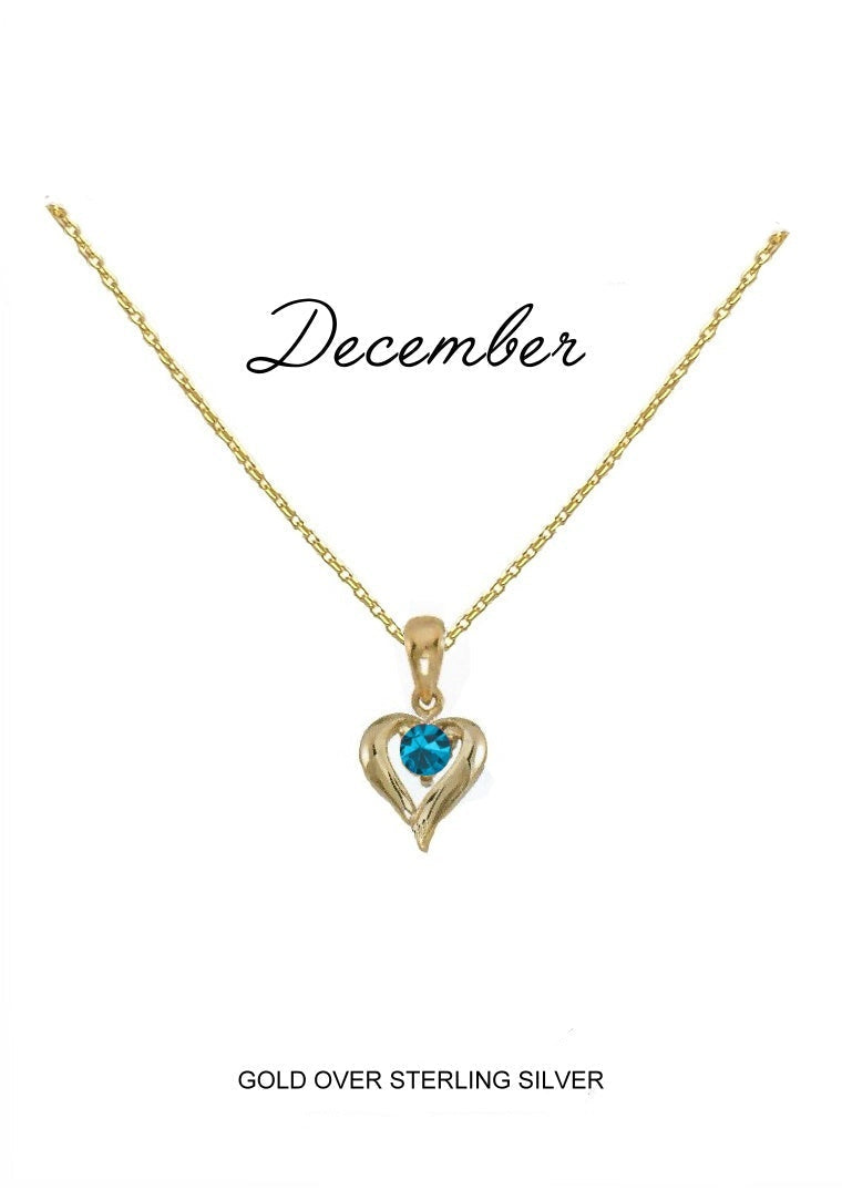 December Birthstone Heart Pendant