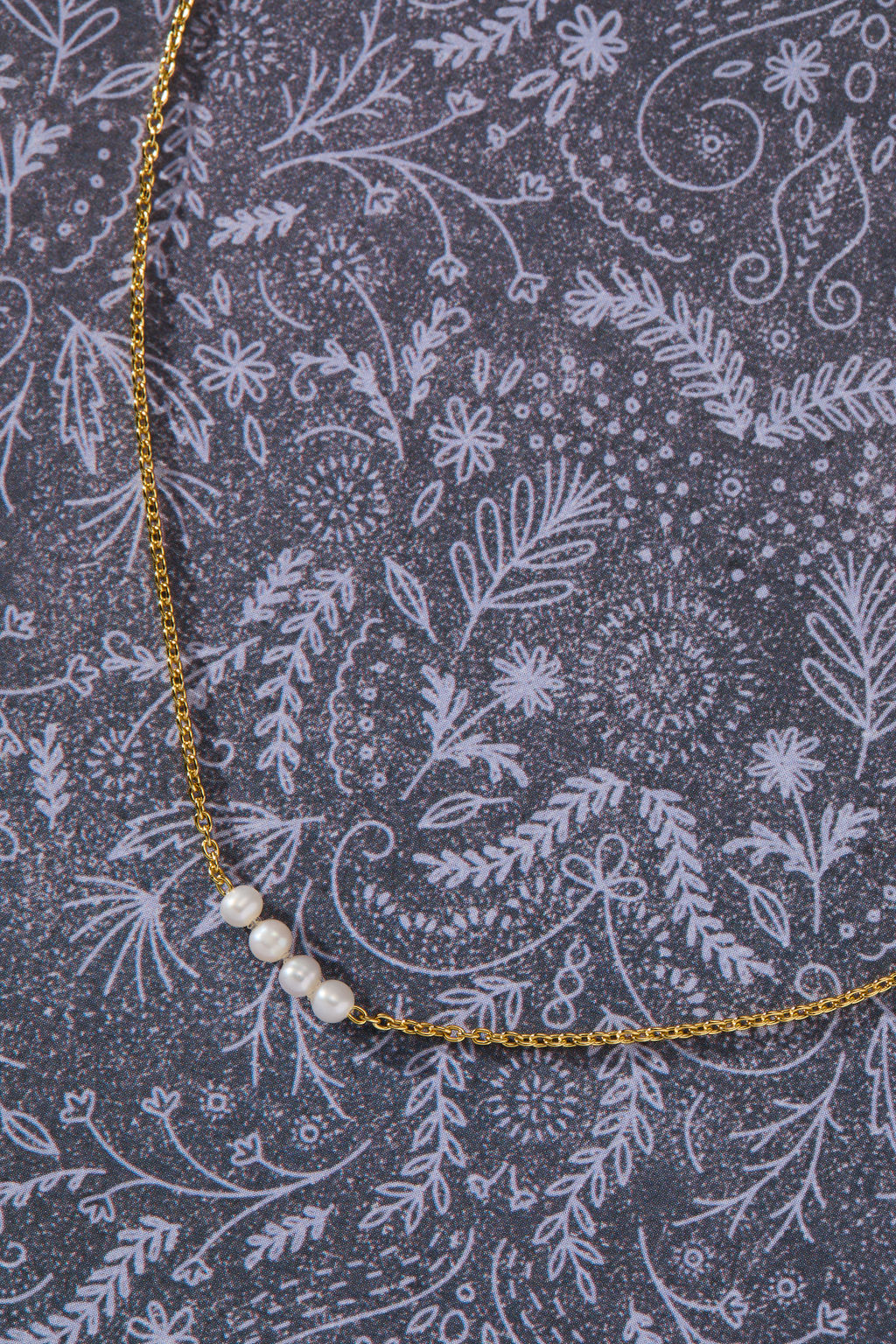 Skōsh Kids "I'm Four" Petite Freshwater Pearl Necklace in 14K gold over sterling silver by Skōsh Jewelry