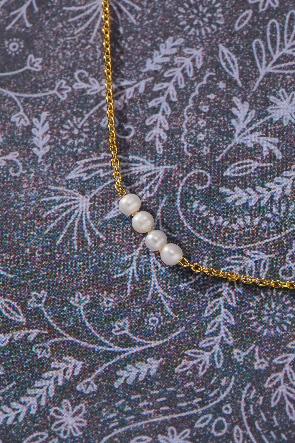 Skōsh Kids "I'm Four" Petite Freshwater Pearl Necklace in 14K gold over sterling silver by Skōsh Jewelry