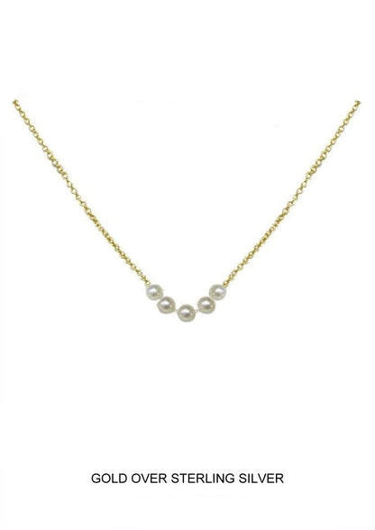 "I'm Four" - Petite Pearl Necklace, Gold