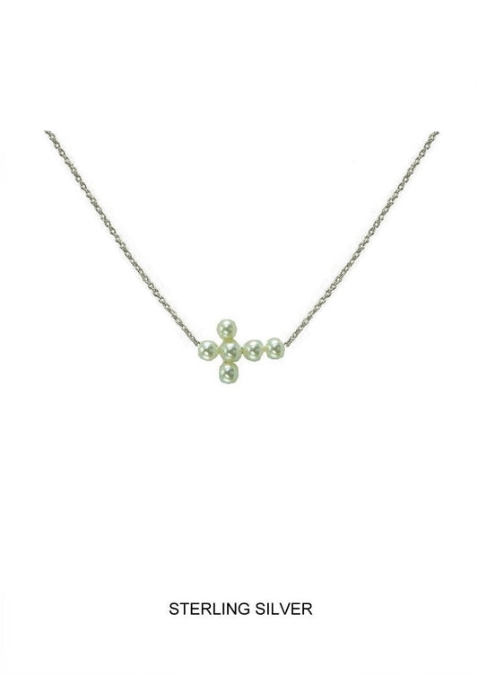 Eternity Pearl Cross - Silver