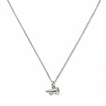 A Megaphone Gameday Necklace by Skōsh Jewelry, featuring a small cheerleader megaphone pendant on a fine sterling silver chain, displayed against a white background.
