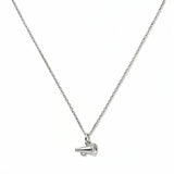 A Megaphone Gameday Necklace by Skōsh Jewelry, featuring a small cheerleader megaphone pendant on a fine sterling silver chain, displayed against a white background.