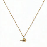 A Megaphone Gameday Necklace by Skōsh Jewelry, featuring a small cheerleader megaphone pendant on a fine gold chain, displayed against a white background.