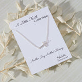 Devoted White Cubic Zirconia Sideways Cross Necklace in sterling silver by Skōsh Jewelry