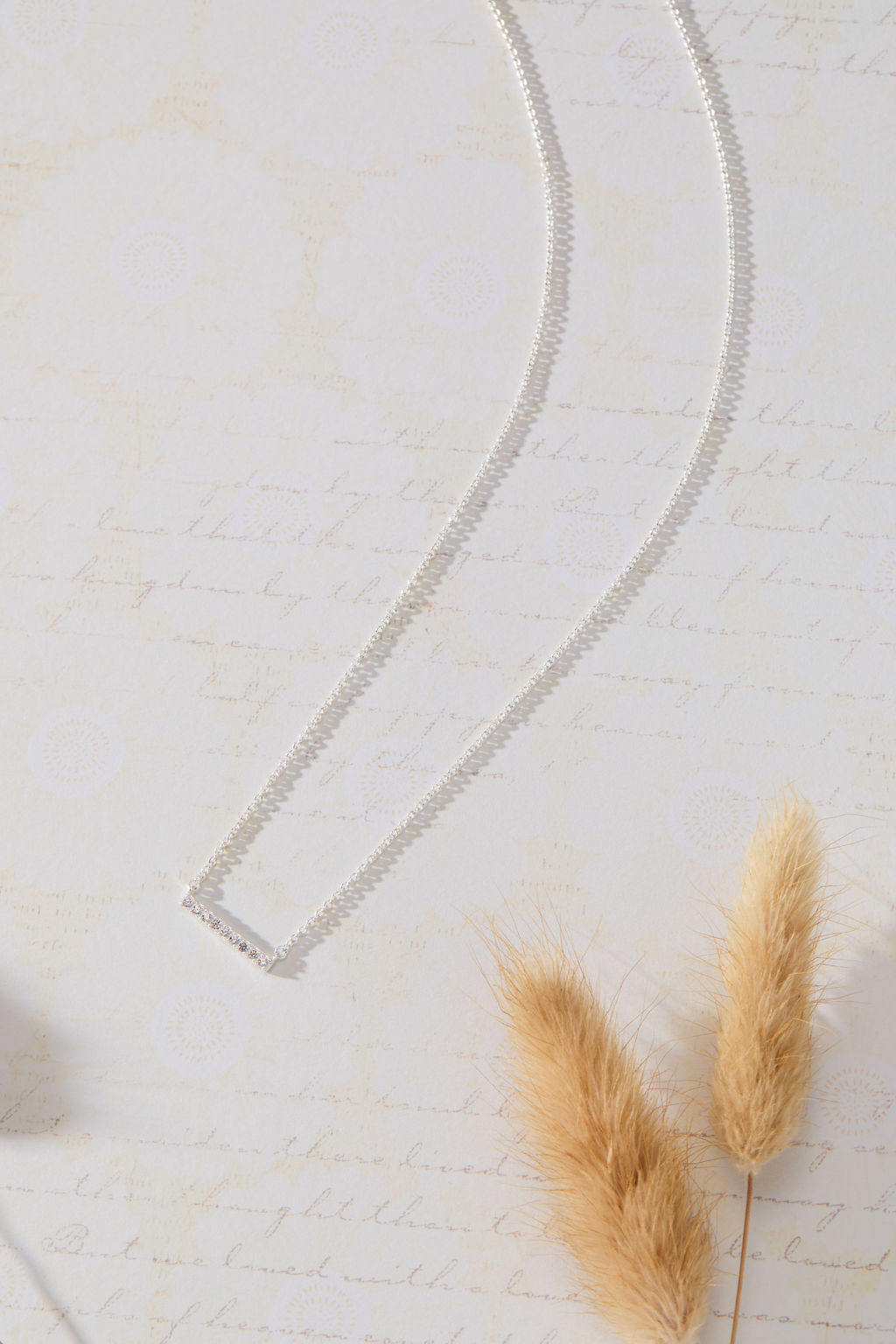 Luminary White Cubic Zirconia Bar Necklace in sterling silver by Skōsh Jewelry