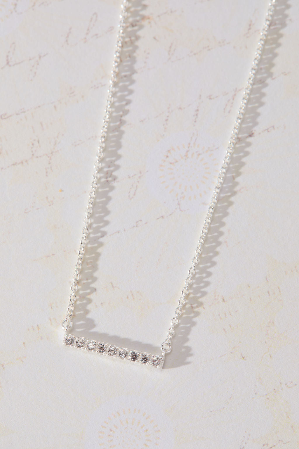 Luminary White Cubic Zirconia Bar Necklace in sterling silver by Skōsh Jewelry