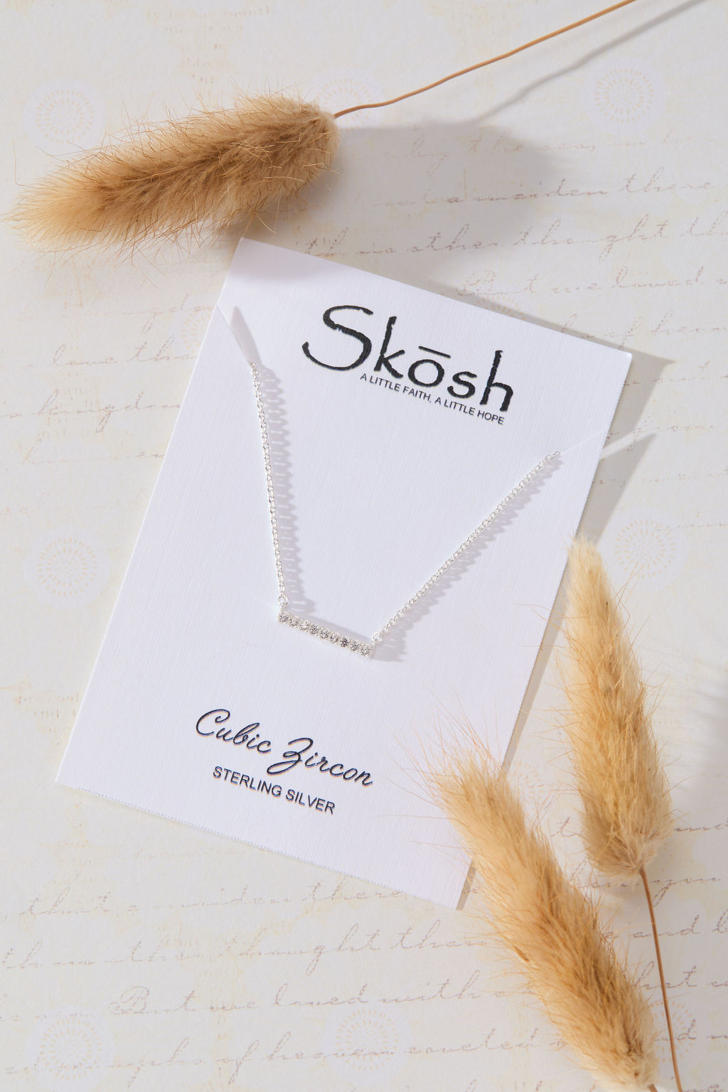 Luminary White Cubic Zirconia Bar Necklace in sterling silver by Skōsh Jewelry