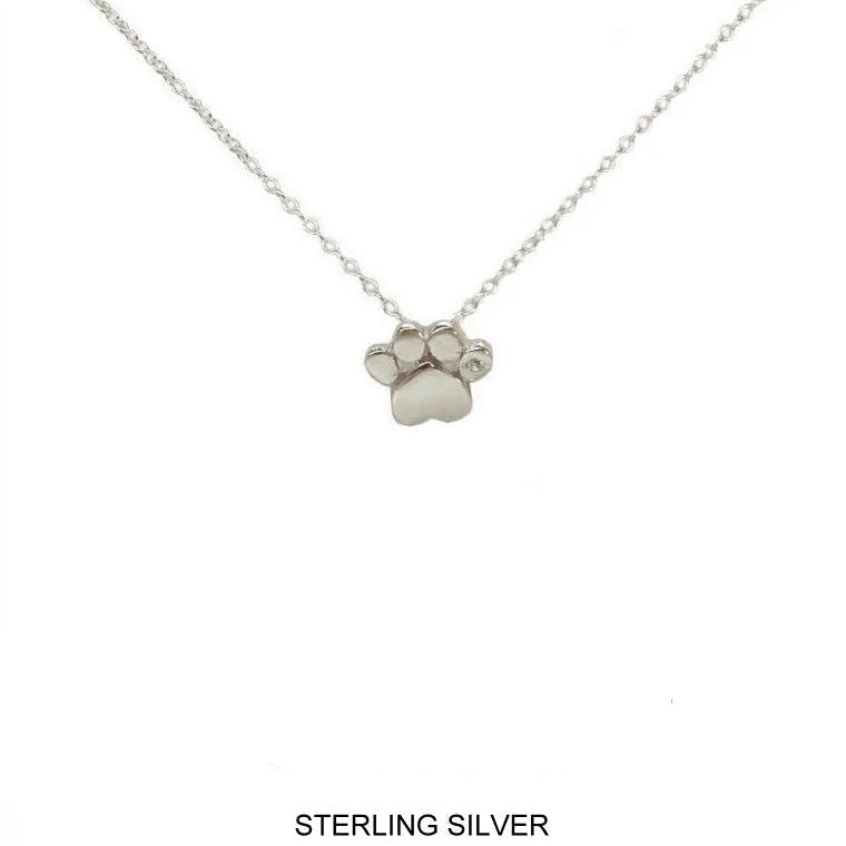 Paw Print Necklace in Sterling Silver