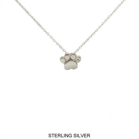 Paw Print Necklace in Sterling Silver