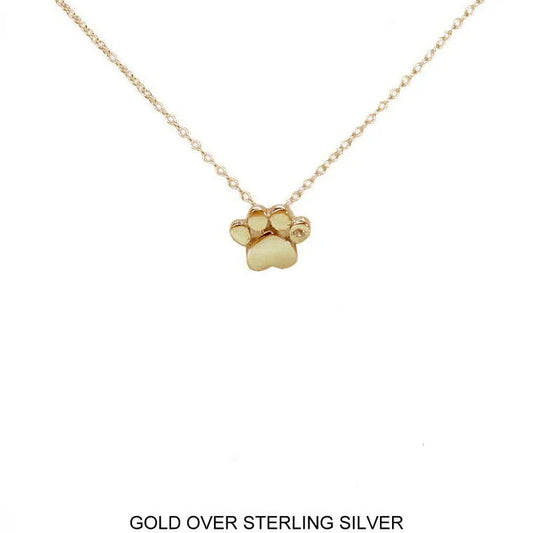 Paw Print Necklace in Gold Over Sterling Silver