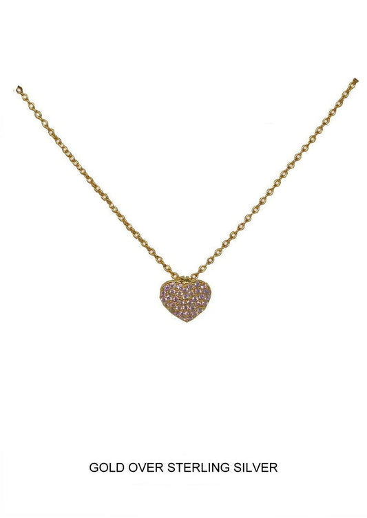 Affection - Gold Pave CZ Heart Necklace