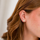 Freshwater Pearl with White Cubic Zirconia Halo Earrings in 14K gold over sterling silver by Skōsh Jewelry