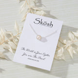 Freshwater Pearl with White Cubic Zirconia Halo Necklace in sterling silver by Skōsh Jewelry
