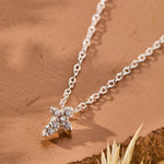 Faithful Mini Cross with White Cubic Zirconia Necklace in sterling silver by Skōsh Jewelry